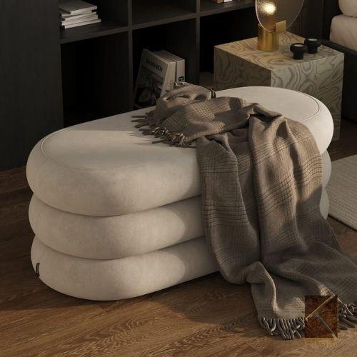 Verona Layered Leather Pouf