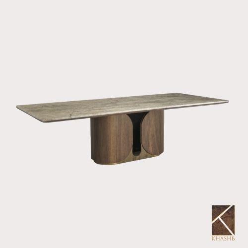 Arcadia Walnut Shield Pedestal Table