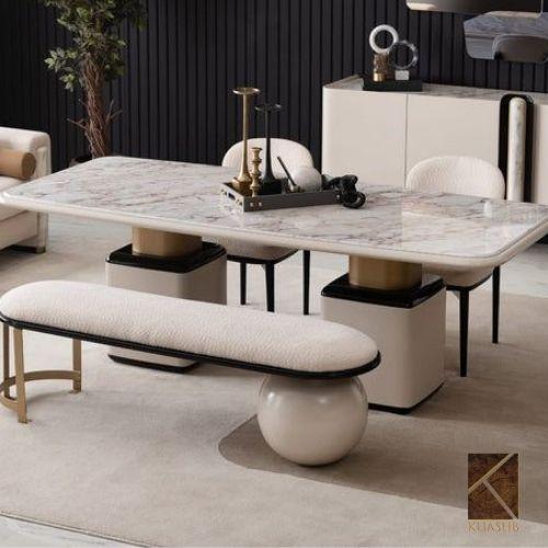 Calacatta Block Pedestal Table