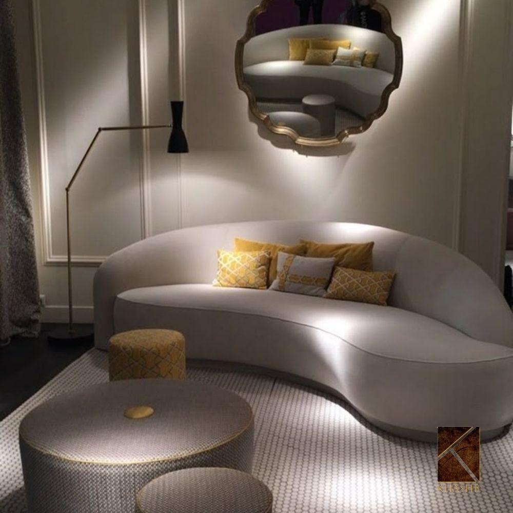 Contours Asymmetric Sculptural Crescent Sofa