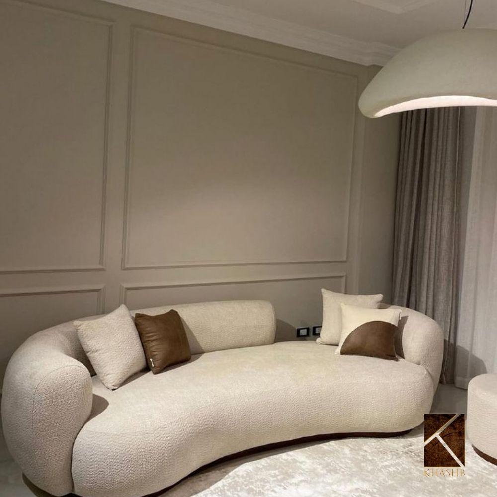 Arcus Sculptural Bouclé Crescent Sofa