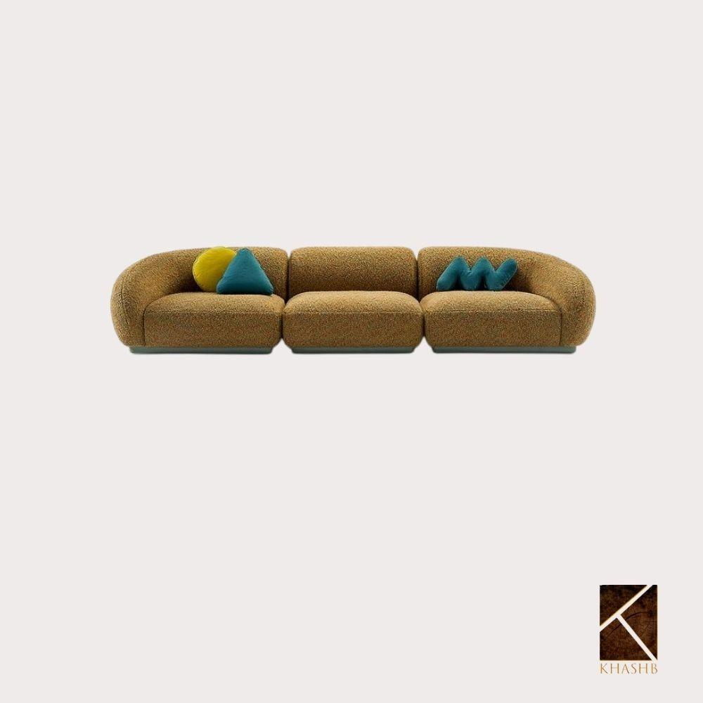 Nouveau Mustard Bouclé Straight Sofa