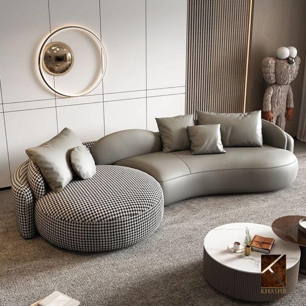 Arcus Asymmetric Houndstooth Hybrid Chaise