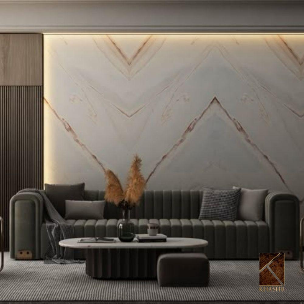 Linear Fluted-Back Tuxedo Sofa