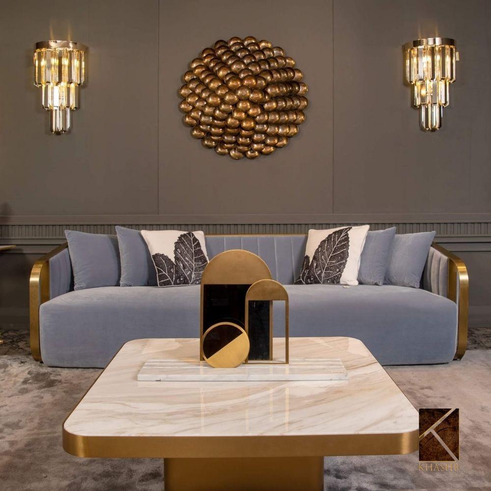 Arcus Brass-Framed Velvet Statement Sofa