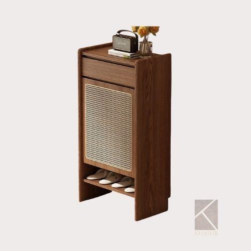 Tall Rattan Slim Cabinet