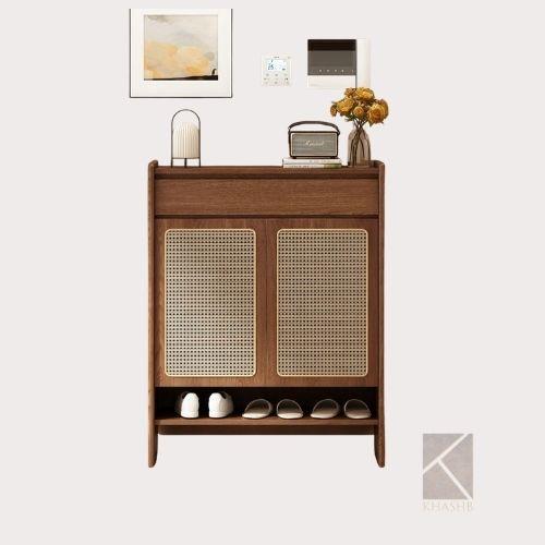 Entry cabinet with rattan