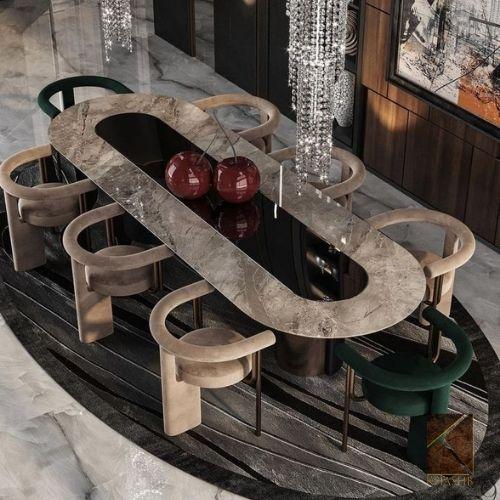 Racetrack Obsidian Inset Table