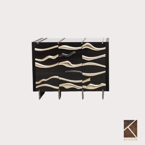 Wave Veneer Accent Bedside Table