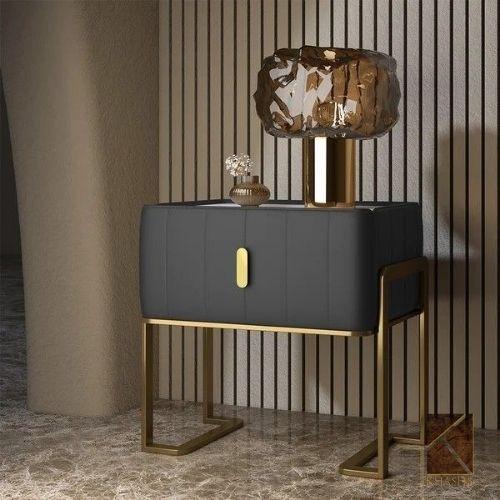 Quilted Brass Frame Side Table