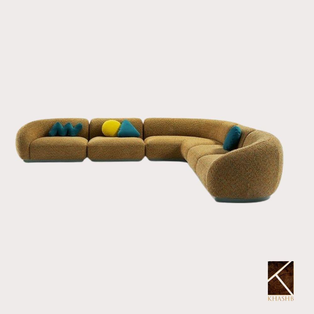 Nouveau Mustard Bouclé Corner Sectional