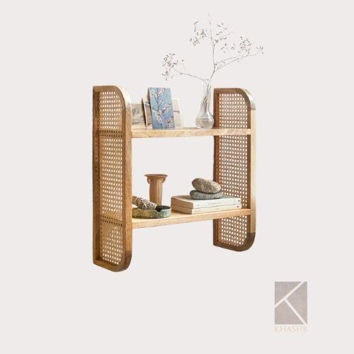 Arch-Frame Rattan Wall Hanging Shelf