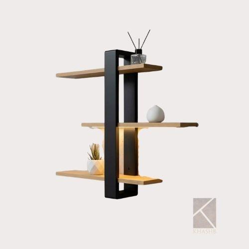 Z-Frame Wood & Metal Wall Shelf